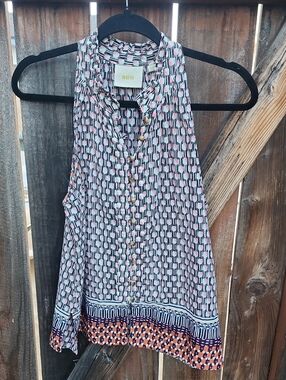 Maeve by Anthropologie Prima Sleeveless Button-Front Printed Top